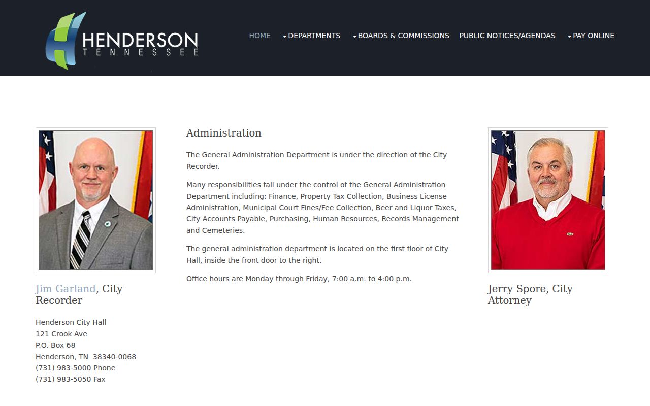 Chester County municipal warrant reference, Henderson City Hall Recorder and court-fine office
