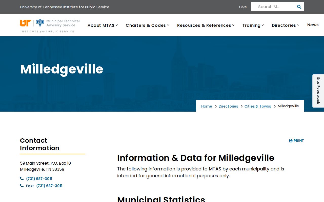 Milledgeville warrant records reference, municipal government context for the town
