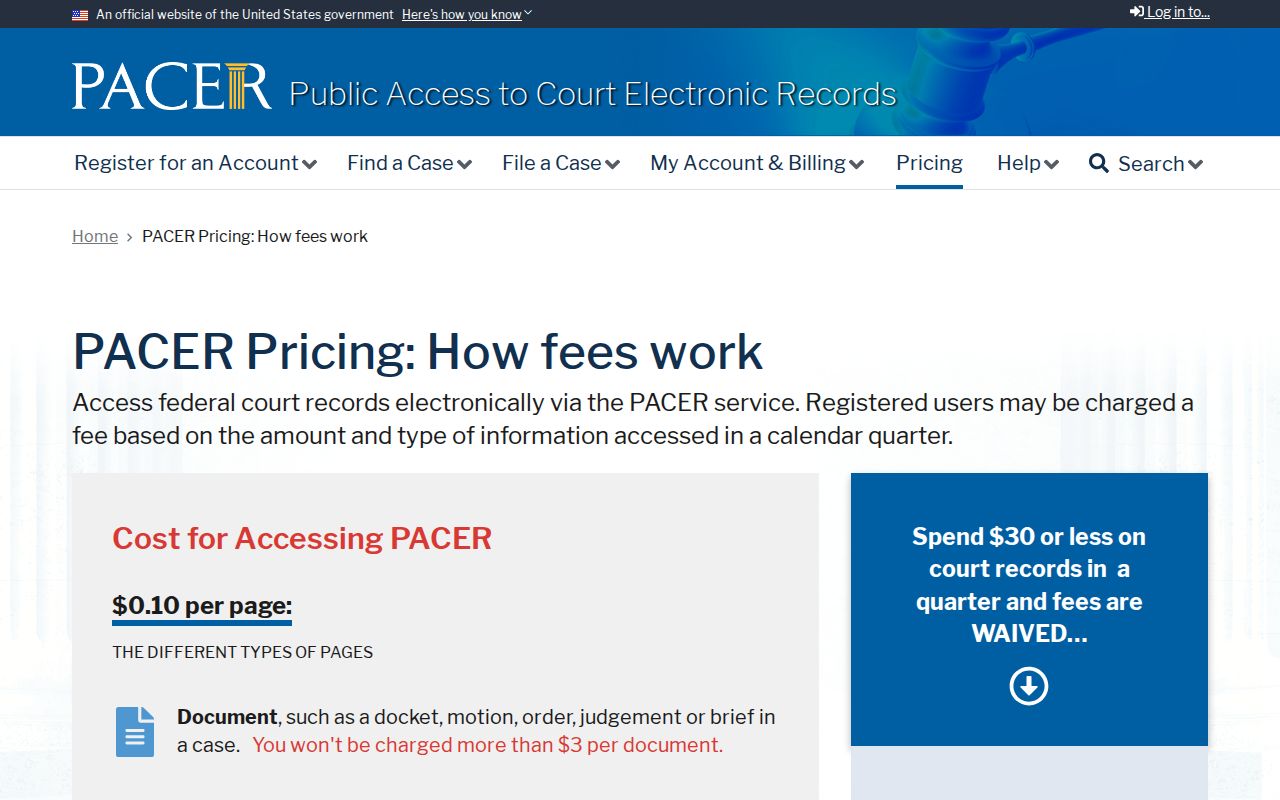 Chester County arrest warrant reference, PACER federal docket access and fee information
